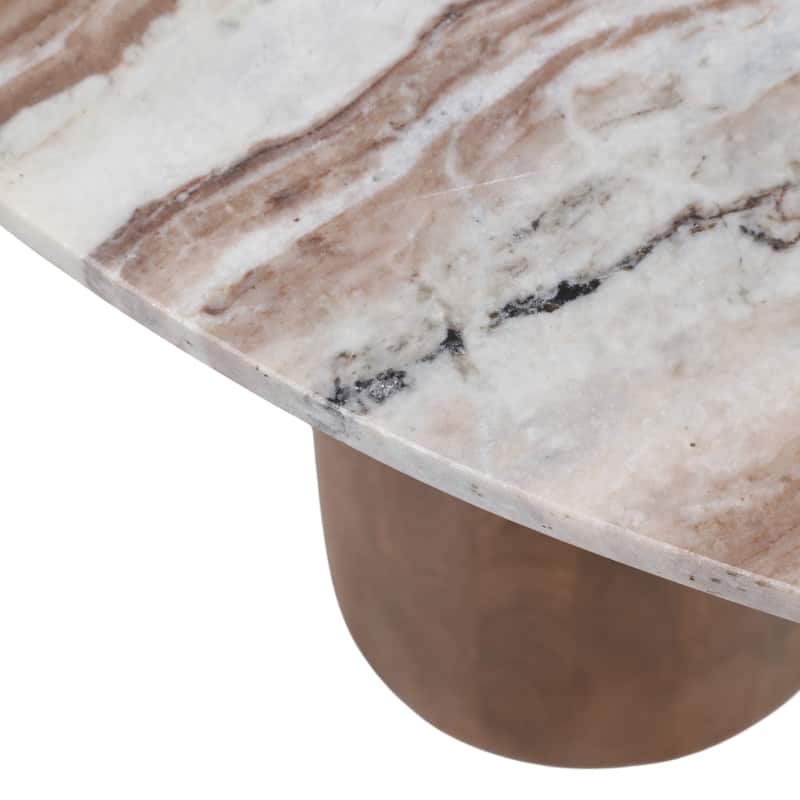 Wood Marble Coffee Table Modern Style Length Living Room - 18" Brown - 40.5" x 21" x 18.5"