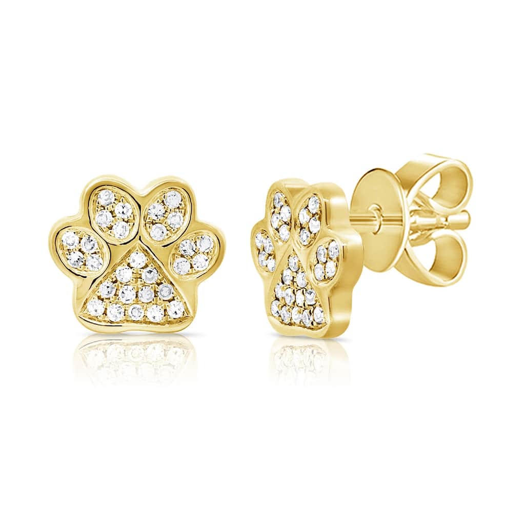 Joelle Collection Diamond Dog Paw Studs Earrings 14K Gold 1/8ct TDW