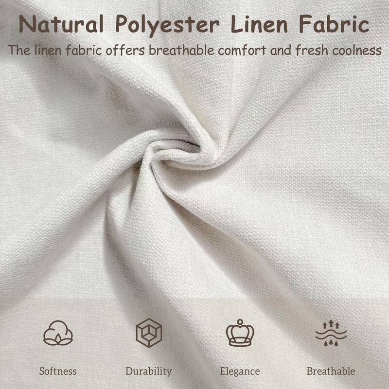 Linen Fabric Upholstered Platform Bed Frame with Wood Slat Frame Built-in Metal Legs Support Wingback Bed