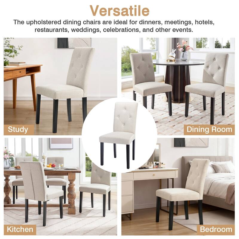 Javlergo Upholstered Dining Chairs Set of 4, Fabric or Faux Leather Dining Room Chair with Metal Legs