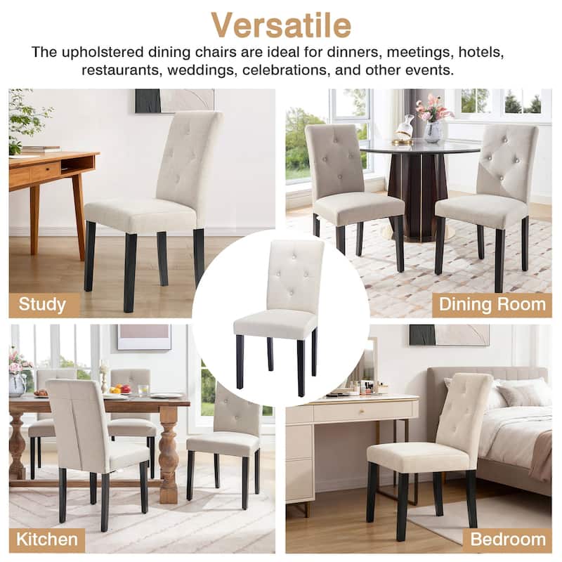 Upholstered Dining Chairs Set of 2/4/6 Modern Dining Chairs with Solid Wood Legs and High Back Dining Room Chairs