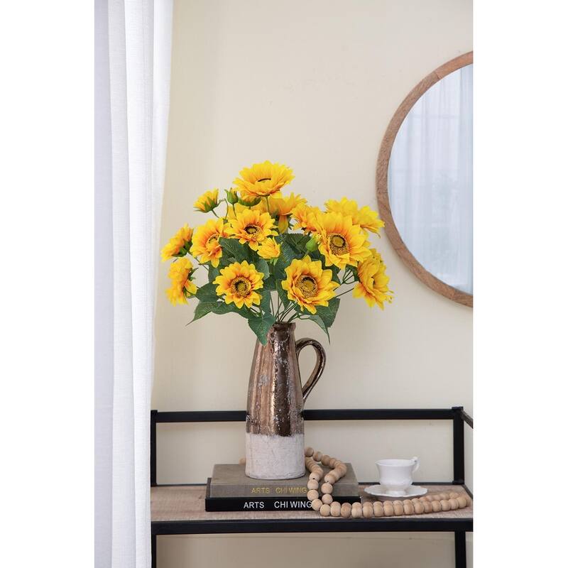 10.2 x 11 x 18.9"H Artificial Yellow Sunflower BushX9,4 Pack