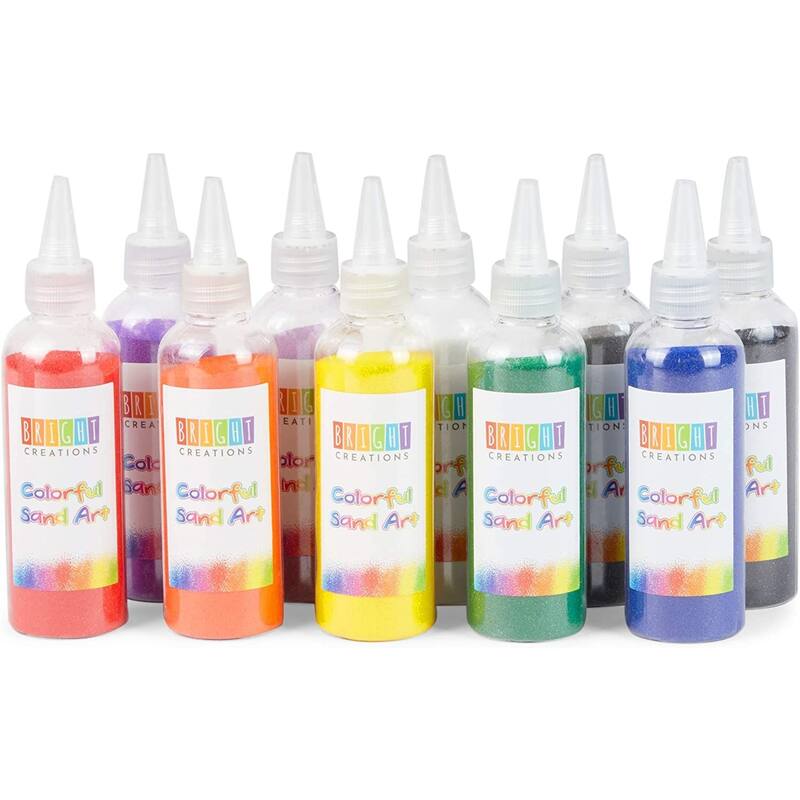 Bright Creations 10 Pcs Rainbow Colored Sand Bottles for Arts Crafts School Home Party, 0.33 lb