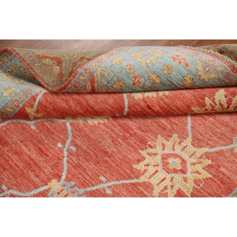 Vegetable Dye Oushak Turkish Rug Oriental Hand-Knotted Wool Carpet - 5'0"x 6'11"