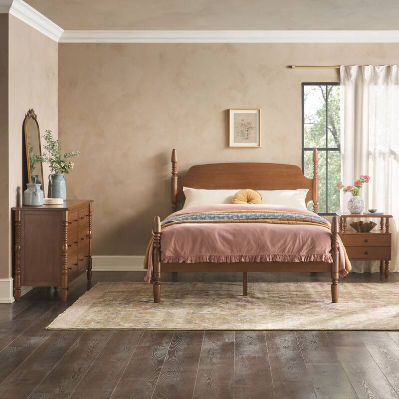 Walker Edison Queen Bed with Dresser and 2-Drawer Nightstand Bedroom Set - Dark Brown