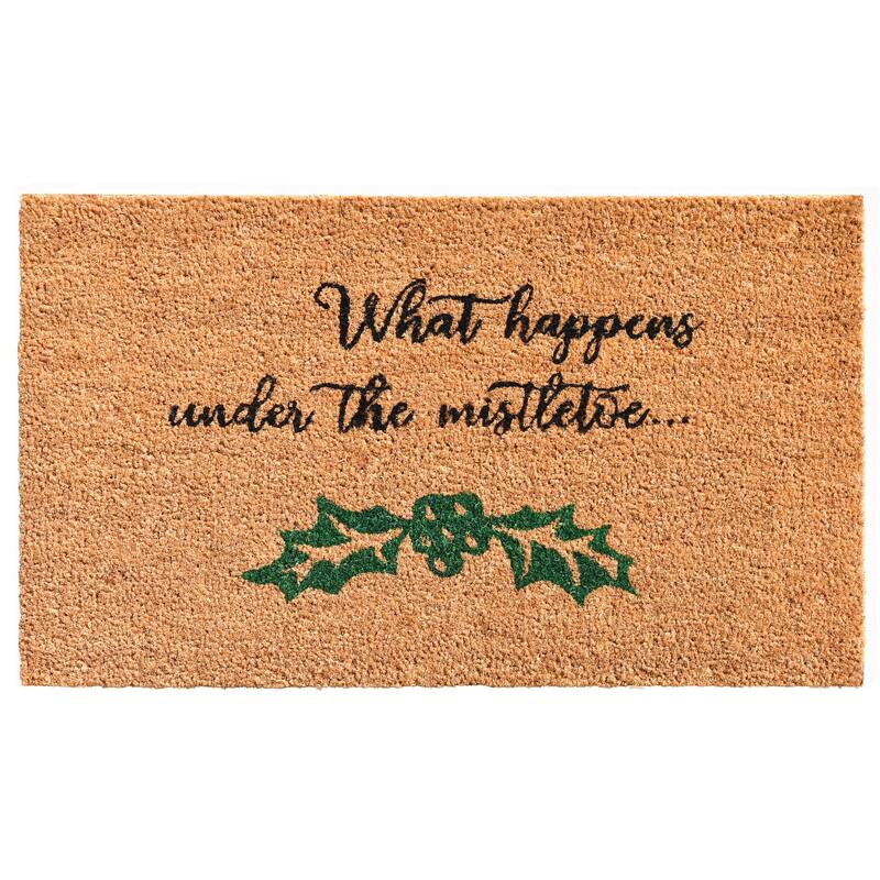 HomeRoots 17" X 29" Brown Black And Green Christmas Outdoor Coir Door Mat - 17.00' X '29.00