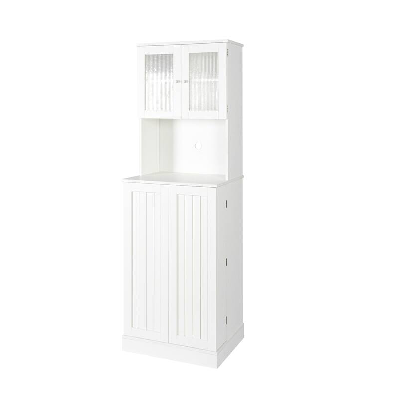 71 Inch Tall Kitchen Pantry Cabinet with Microwave Stand,Adjustable Shelves for Dining Room White