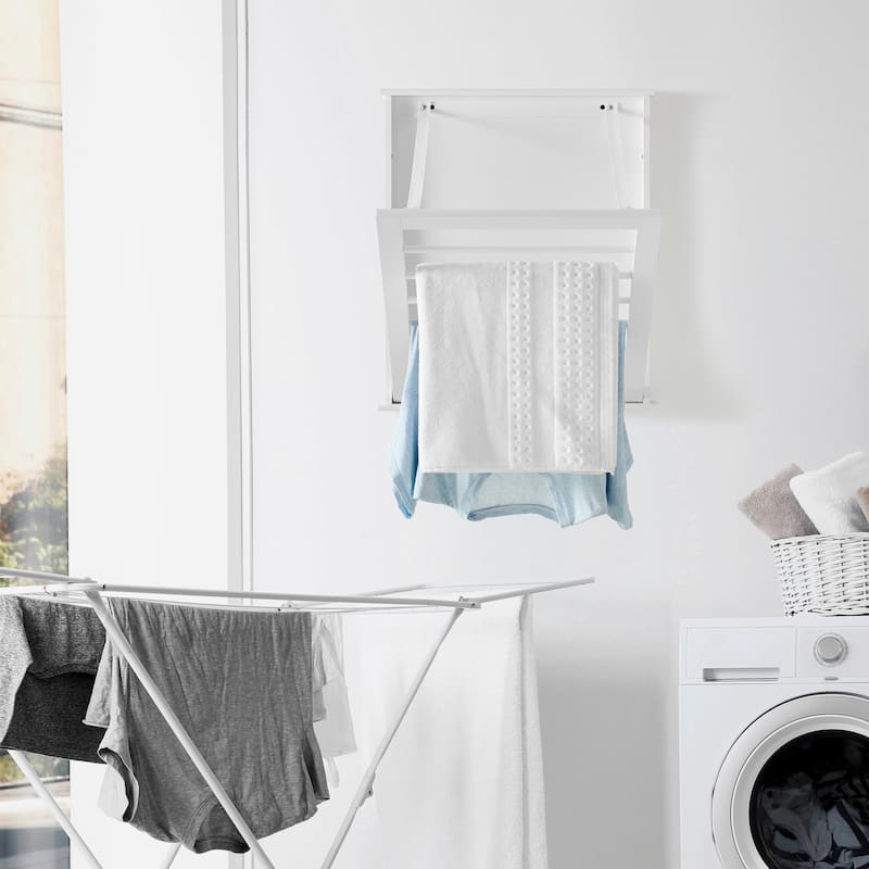 Danya B. Folding Wall Mounted Drying Rack - White