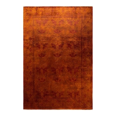 Vibrance, One-of-a-Kind Hand-Knotted Area Rug - Gold, 6' 2" x 9' 1" - 6' 2" x 9' 1"