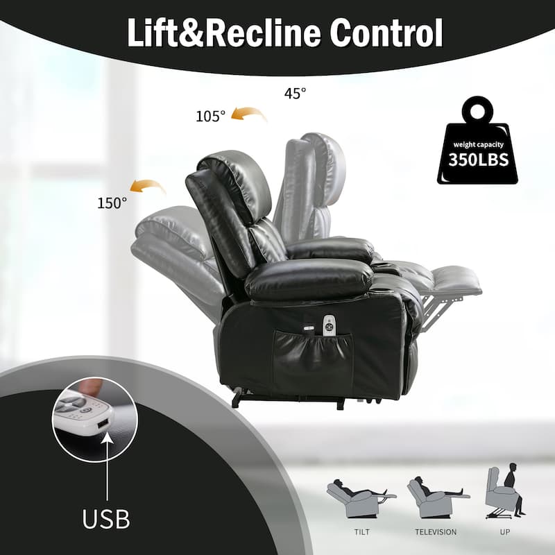 Power Electric massage lift lounge chair for the elderly, with heating and vibration functions,Fleece leather with USB