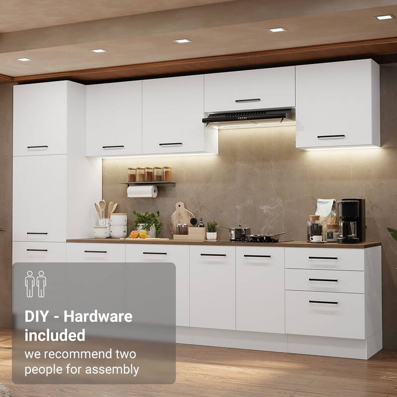 Madesa Hazel Kitchen Set 126"L Multiple Compartments - White