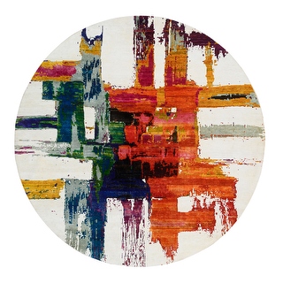 Shahbanu Rugs Colorful Wool and Sari Silk Hand Knotted Modern Abstract ...