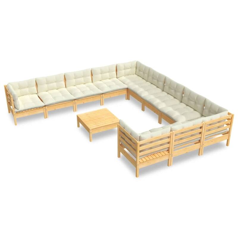 vidaXL 12 Piece Patio Lounge Set with Cushions multi colors Pinewood