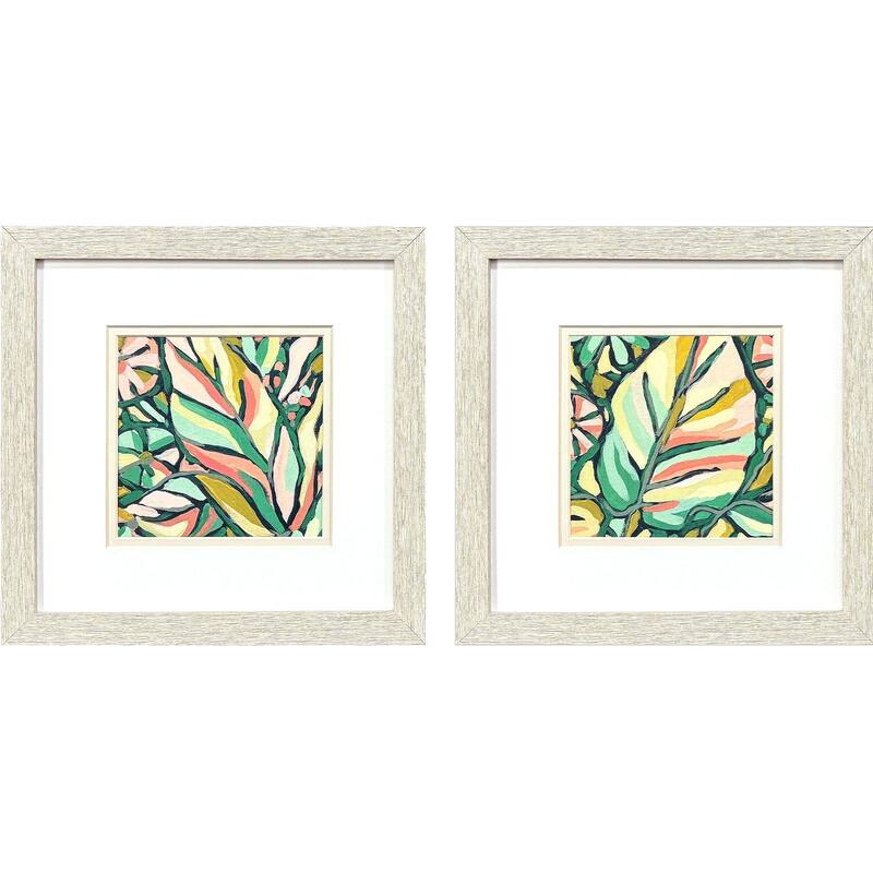 HomeRoots Set Of Two Candy Tropicals II Distressed White Framed Wall Art