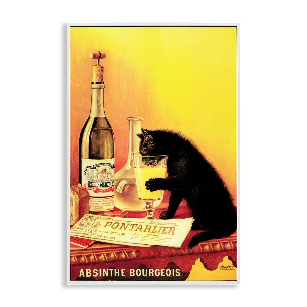 Stupell Vintage Cat & Absinthe Framed Giclee Art Design By Marcus Jules