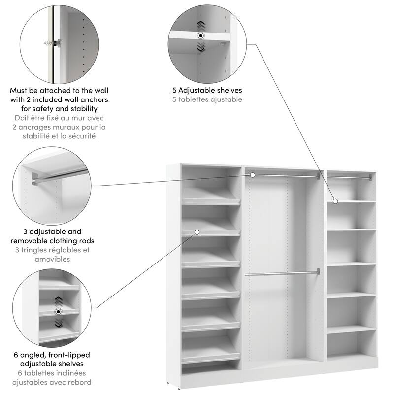 Bestar Florence 85W x 16D Closet Organizer System with Rods