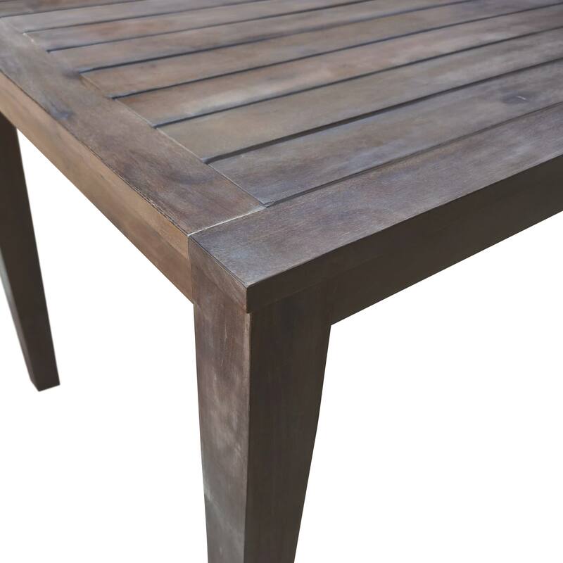 Roomfitters 7-Piece Acacia Wood Outdoor Dining Set with Cushions, 6 Armchairs and Rectangular Table for Patio Garden