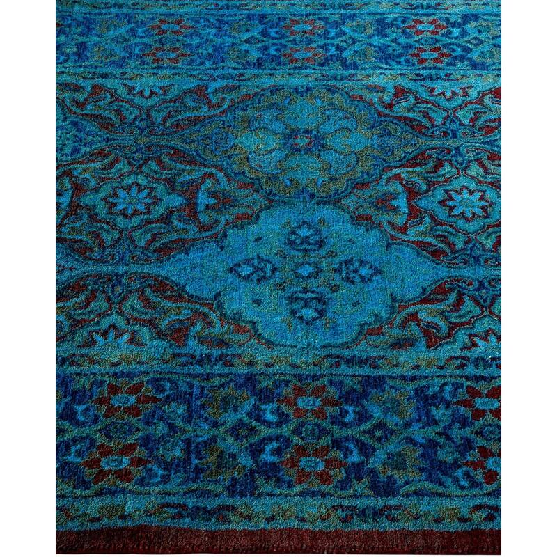 Overton Hand Knotted Wool Vintage Inspired Modern Contemporary Overdyed Blue Area Rug - 3' 2" x 5' 8"