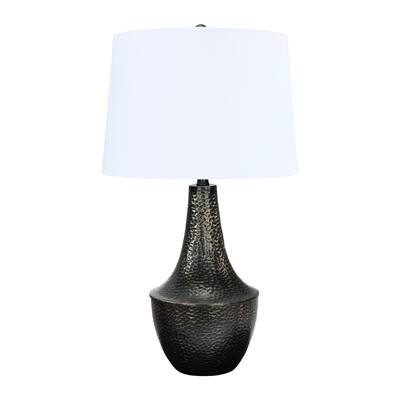 Hammered Metal Table Lamp with Linen Shade