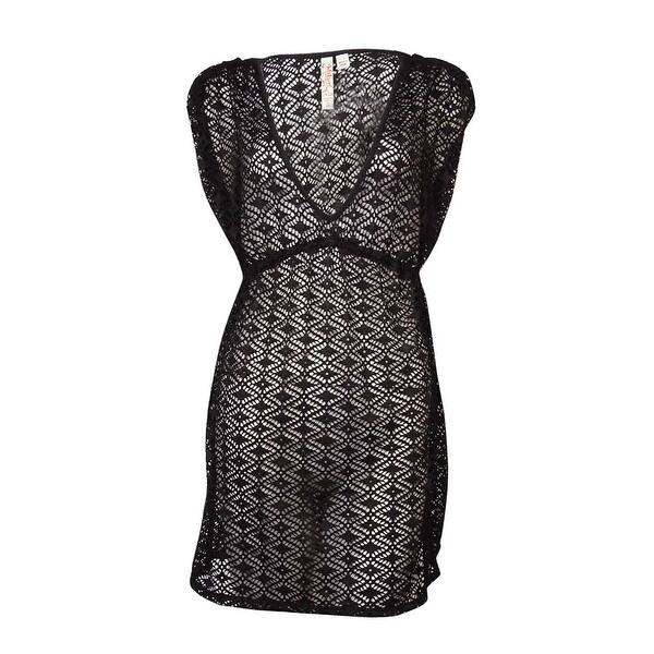 Miken Women/'s Crochet Chevron V-Neck Dress Swim Cover-Up