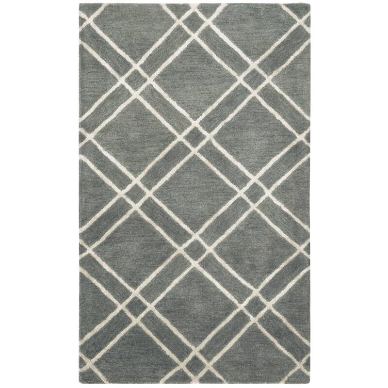 SAFAVIEH Handmade Himalaya Beadwork Modern Wool Rug - 2' x 3' - Dark Grey/Ivory