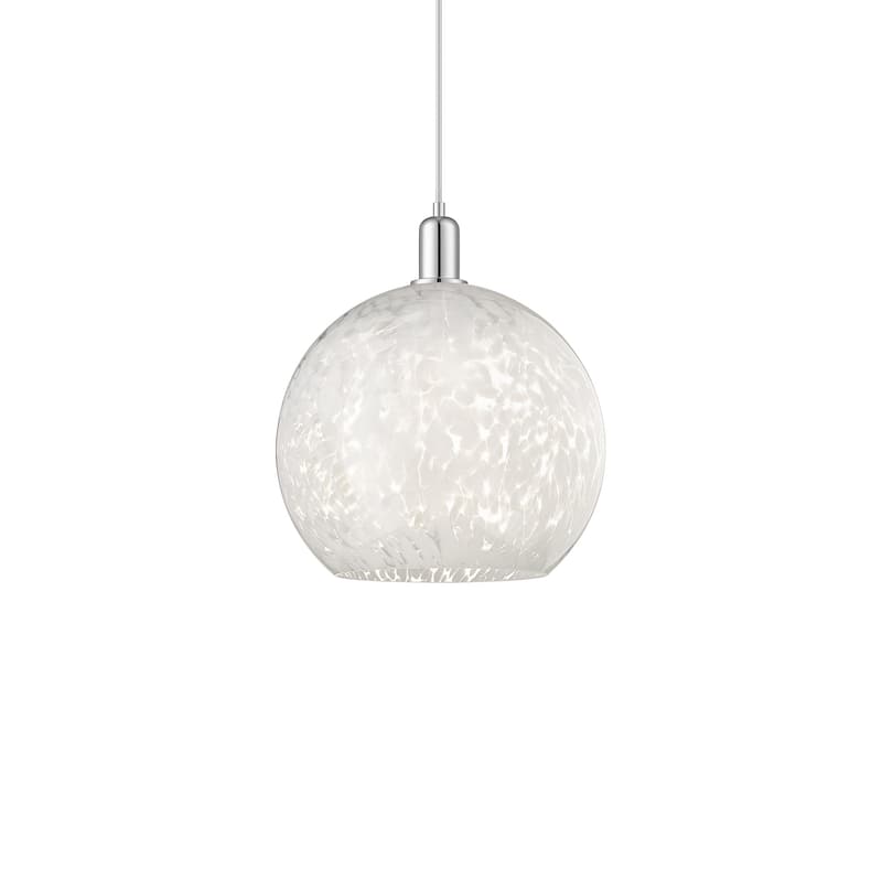 Innovations Lighting 716-1P-18-14 White Mouchette Pendant White - Polished Chrome / White Mouchette