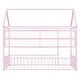 preview thumbnail 25 of 25, Twin Size Metal Bed House Bed Frame with Fence and Shelves, Black