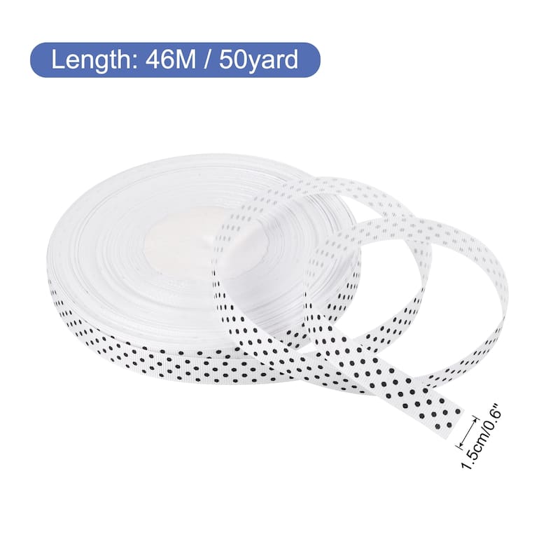 Grosgrain Ribbons with Dots Ribbon Bow Decoration - White - 50 Yards 5/8 Inch