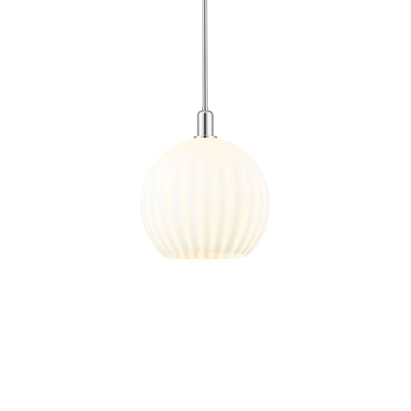 Innovations Lighting 716-1S-18-14 White Venetian Pendant White - Polished Nickel / White Venetian