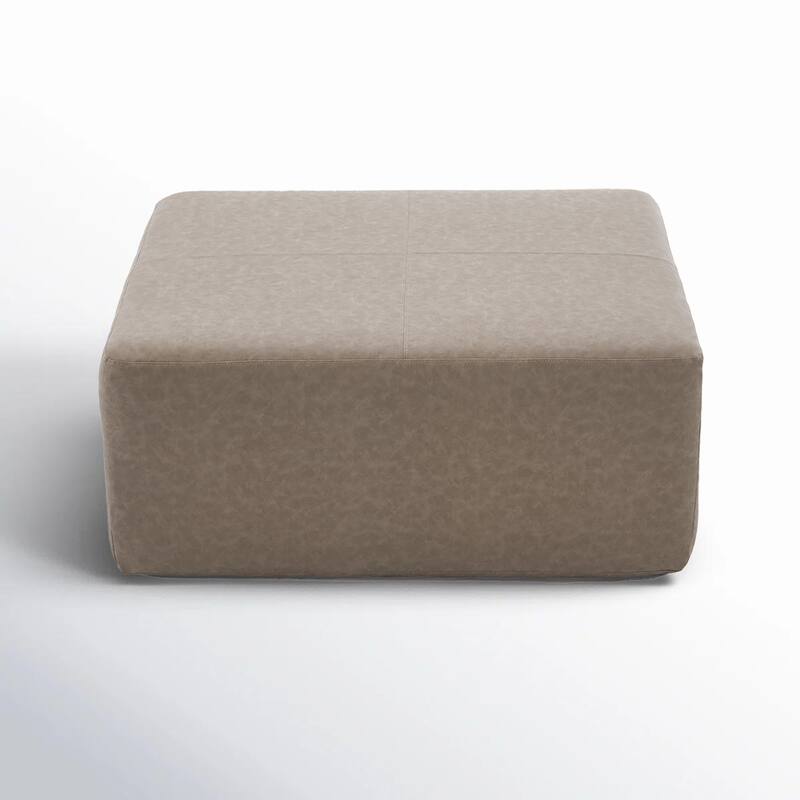 Oversized Square Ottoman Coffee Table, Faux Leather Couch Ottoman Large Footstool for Living Room