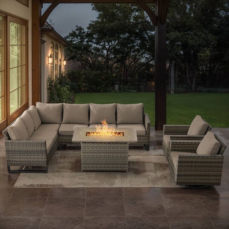 Gymojoy L-Shaped Outdoor Corner Sectional Sofa 6-seats Couch Conversation Set