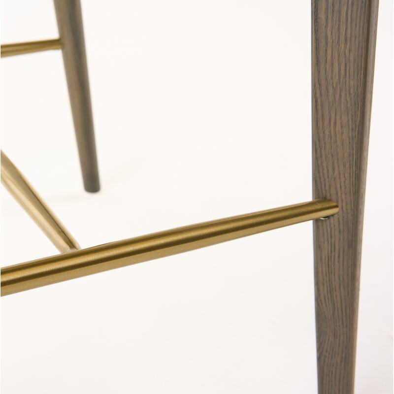 Modrest Calvary Mid-Century Modern Beige Vegan Leather & Grey Ash Counter Chair