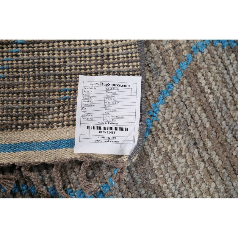 Trellis Moroccan Oriental Area Rug Hand-Knotted Wool Carpet - 4'0"x 6'10"