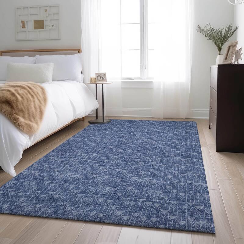 Premium Washable Super Soft Boho Moroccan Modern Mayfield Rug - Navy - 5' x 7' 6" - Rectangle