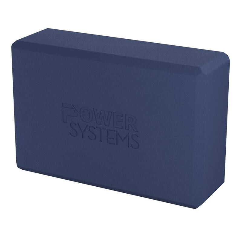 Power Systems Lightweight Yoga Block for Stretching & Pilates - Blue - 9" x 6" x 3"