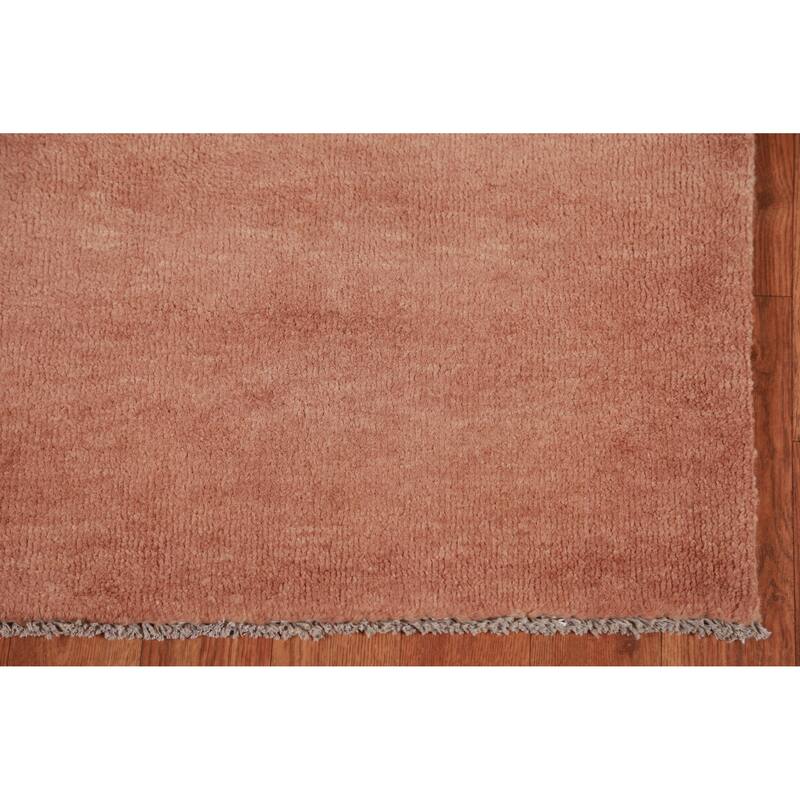 Hand Knotted Oriental 100% Wool Carpet Modern Solid Oranges & Rust Gabbeh Runner Rug - 10' 3'' X 3' 0''