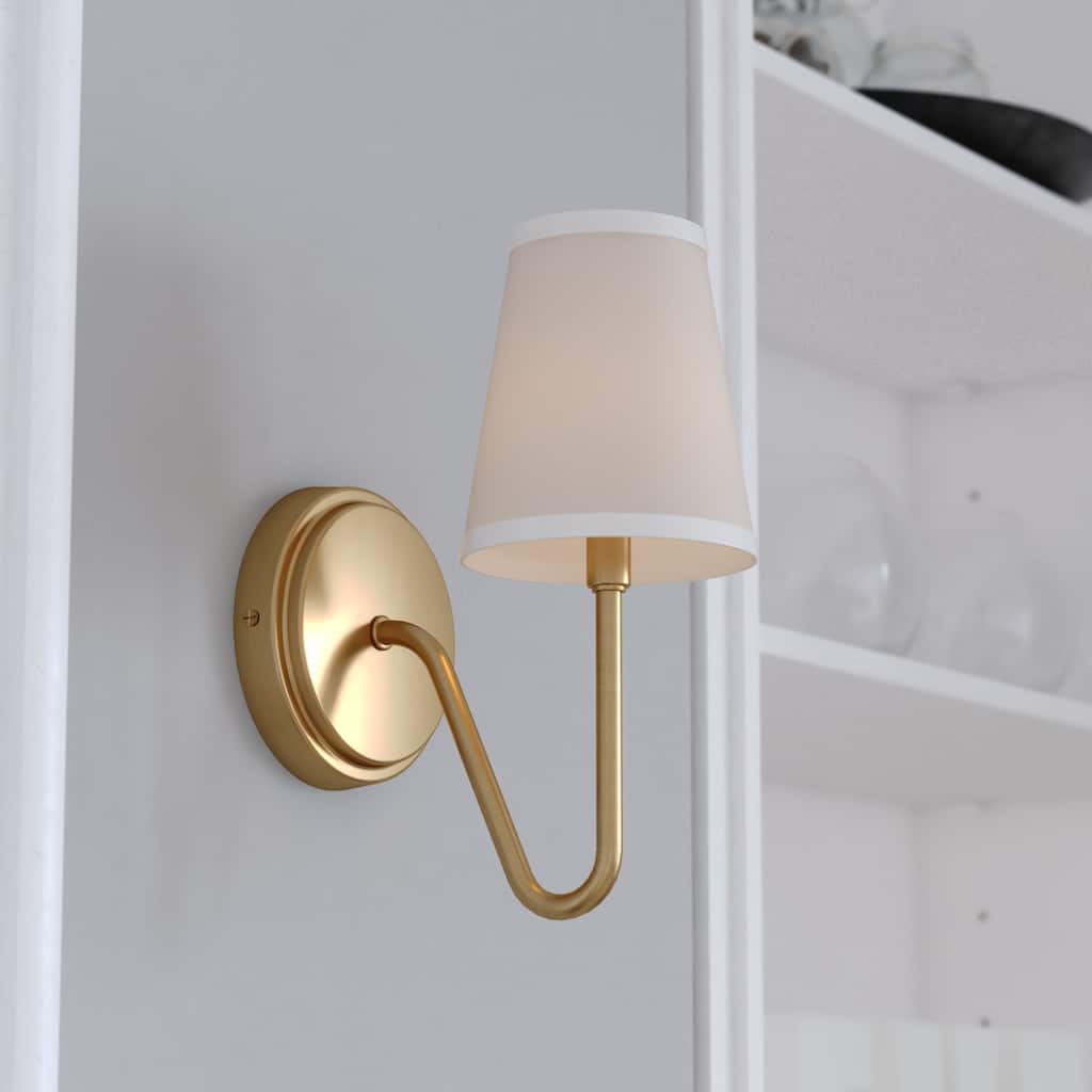 Briar 1 Light Traditional Wall Sconce White Linen Shade