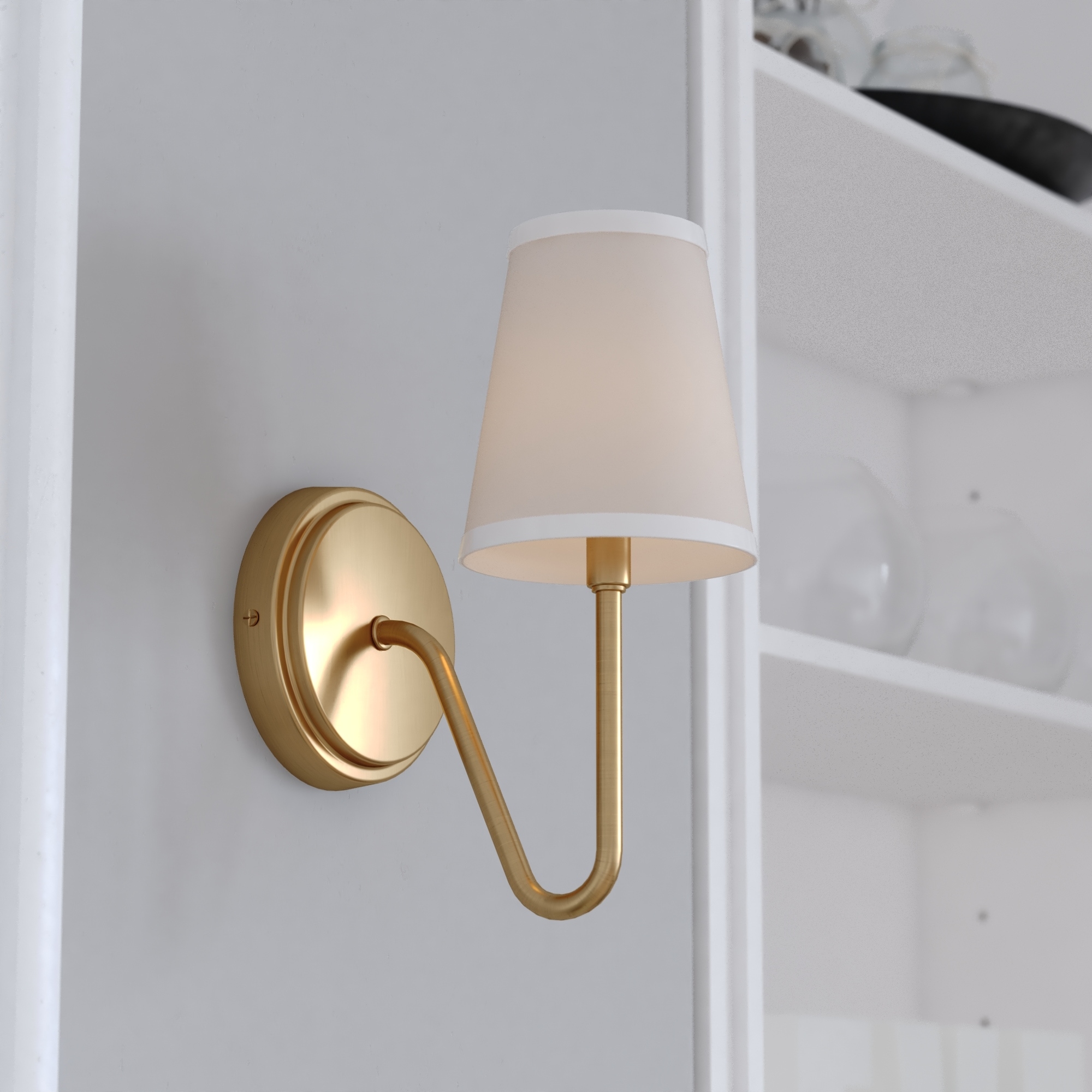 VAXCEL Briar 1 Light Traditional Wall Sconce White Linen Shade