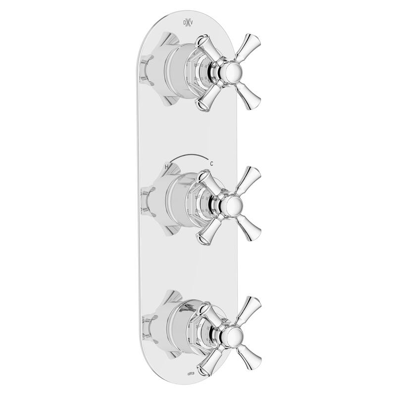 DXV Oak Hill 3-Handle Slim Valve with Cross Handles - Polished Chrome