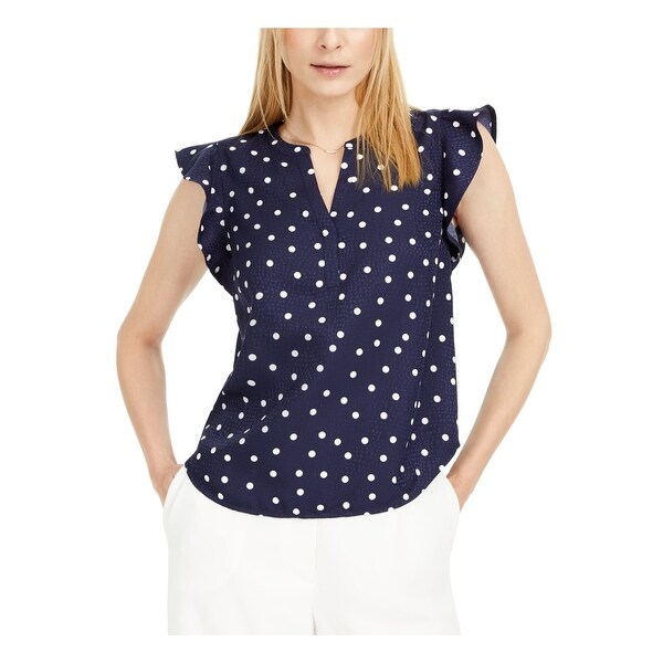 navy polka dot top women's