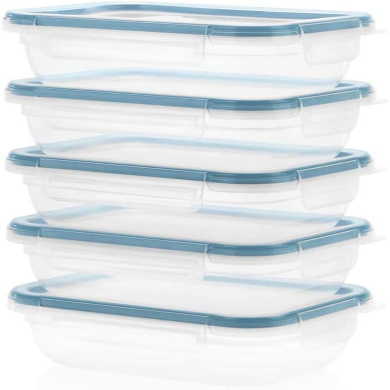 10-Pc Plastic Food Storage Containers Set With Lids, 3-Cup Rectangle Meal  Prep Container, Non-Toxic, BPA-Free Lids With 4 Locking Tabs, Microwave
