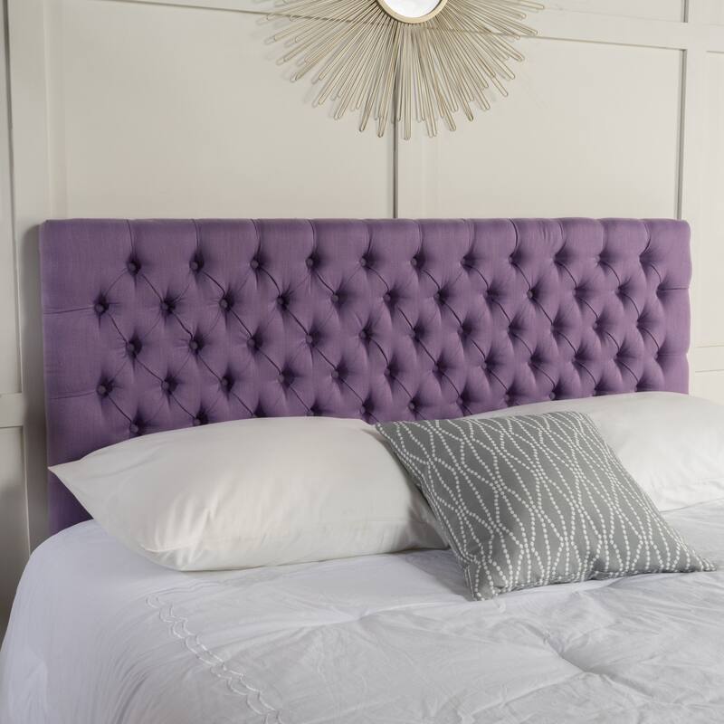 Modern Tufted Upholstered Queen Size Bed Headboard with Adjustable Solid Wood and Metal Legs - Light Purple