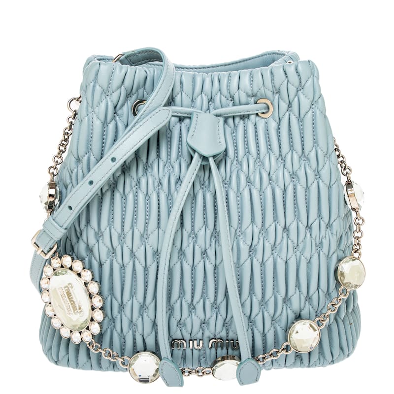 Miu Miu Matelasse Bucket Bag - Pale Blue