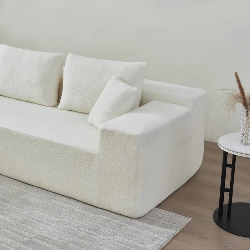 L-Shaped Modern Lambskin Fabric Upholstered Corner Cloud Sofa (Pure Sponge)