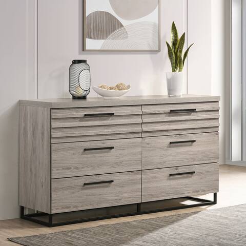 Roundhill Furniture Alvear Contemporary 6-Drawer Dresser, Weathered Gray