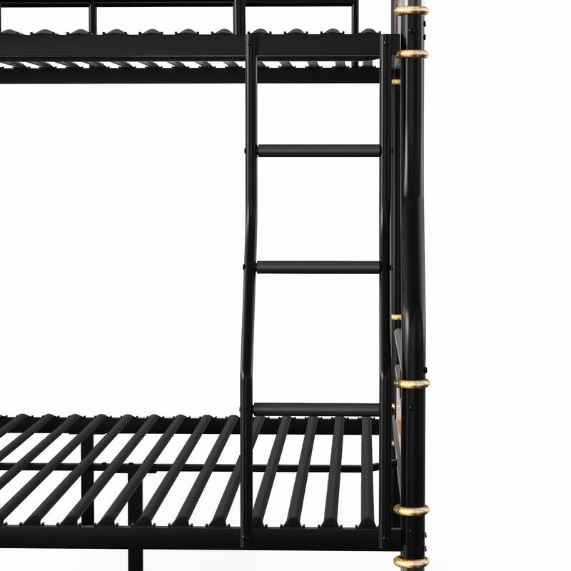 Full XL Over Queen Size Metal Bunk Bed with Safety Guard Rails, Industrial Detachable Design