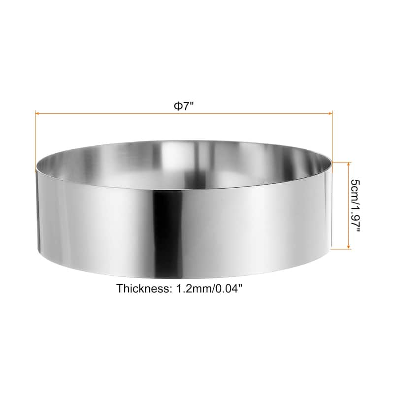 2PCS Round Cake Ring Stainless Steel Pastry Mousse Dessert Ring - 7 x 2 Inch