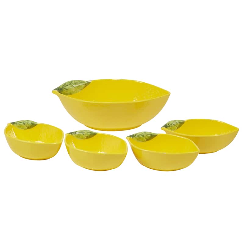 Certified International 3-D Lemon 5-piece Melamine Serving Bowl Set