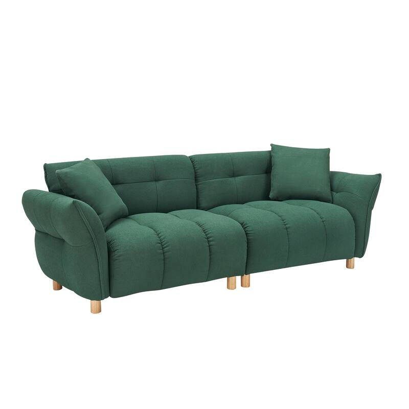 94 inches long, Teddy Sofa with Two Pillows and Three Seats, Green for Apartment, Office, Living Room