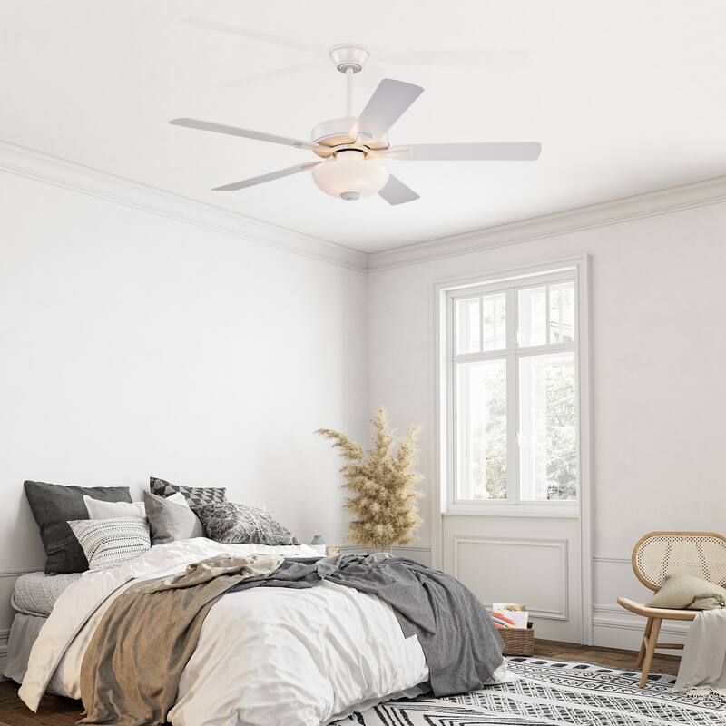 52-in Matte Black/Brushed Nickel/White 5-Blade Indoor Reversible Ceiling Fan with LED Light and Remote Control - 52 inch